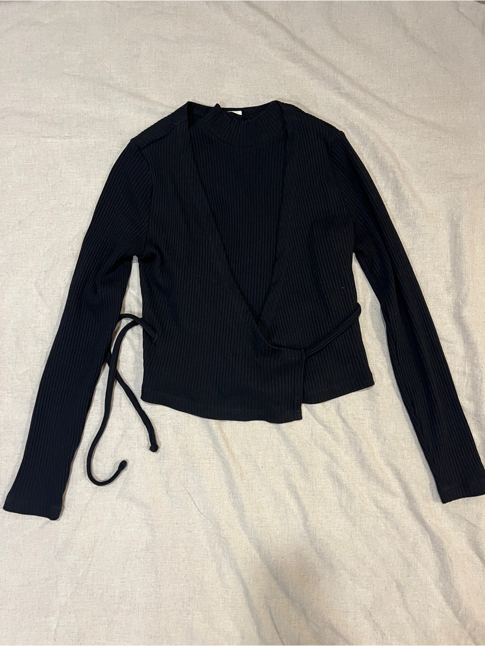 Levi's Vetiver Ribbed 2 Piece Set Crop Mockneck Tank & Wrap Top Black S